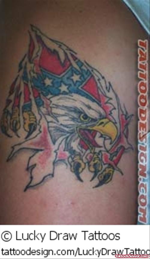 Ripped Skin Us Army Eagle Head Tattoo