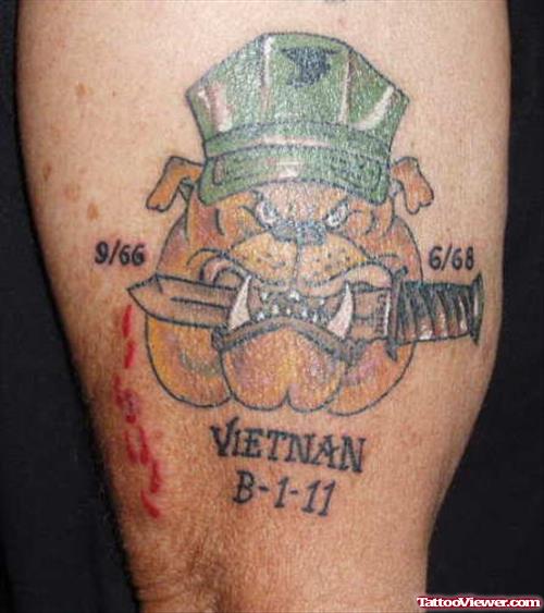 Memorial Vietnan Army Tattoo On Bicep