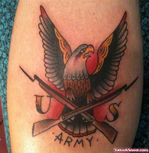 Guns And Eahle Army Tattoo