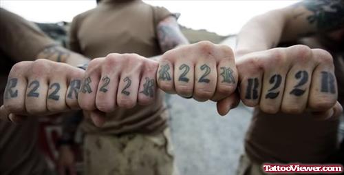 Army Numbers Tattoos On Knuckles