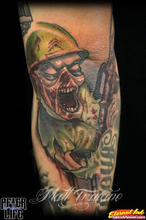 Zombie Army Tattoo On Sleeve