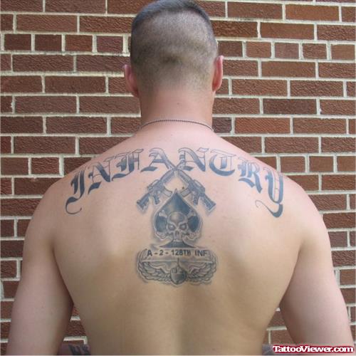 Man Upperback Army Tattoo