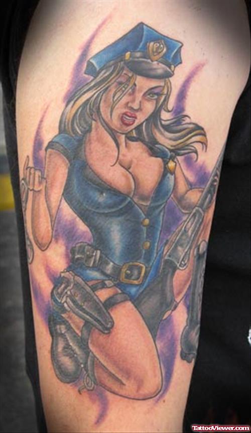 Color Army Girl Tattoo