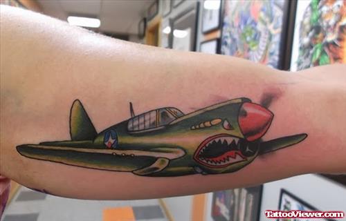 Army Airplane Tattoo On Inner Bicep