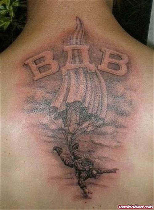 Amazing Grey Ink Army Tattoo On Back