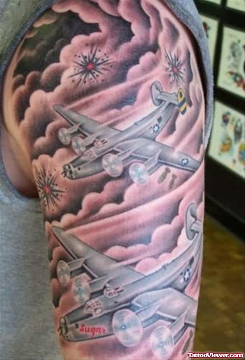 Fighters Planes Tattoo On Arm