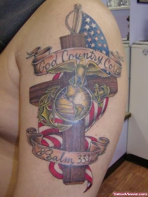 Large Army Tattoo On Bicep