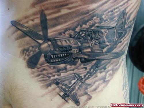 Aeroplane Tattoo On Rib