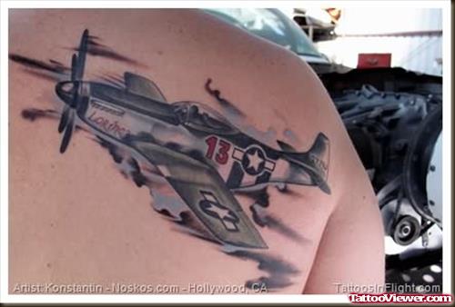 Fighter Plane Tattoo On Back