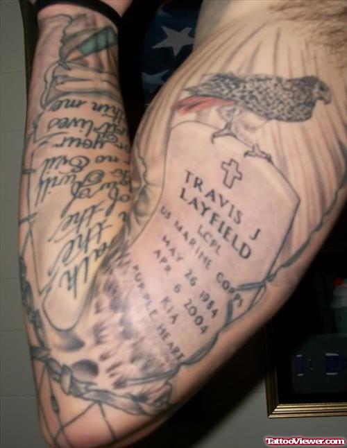 Big Size Army Tattoo On Full Arm
