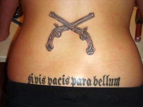 Army Guns Tattoos On Lowerback