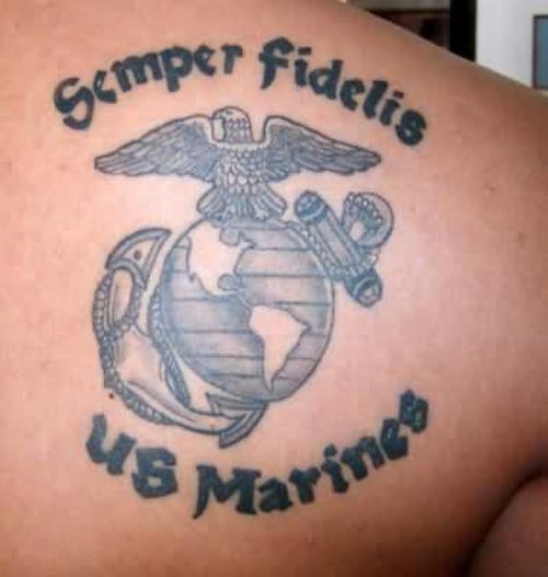 Semper Fidelis Us Marines Tattoo On Back