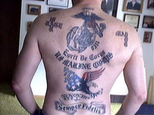 Army Tattoo On Man Full Back