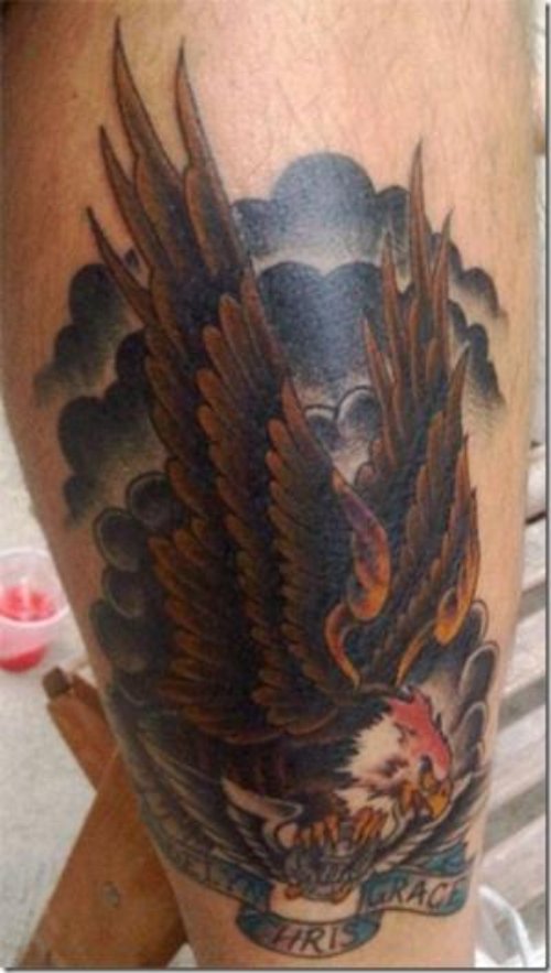 Flying Eagle Army Tattoo On Sleeve