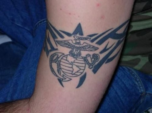 Marine Corps Tattoo On Muscles