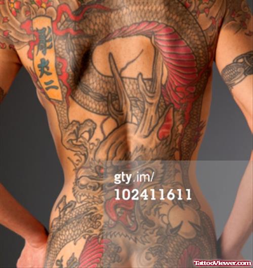 Back Body Colored Asian Tattoo