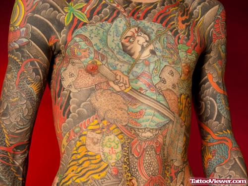 Colored Asian Tattoo on Full Body