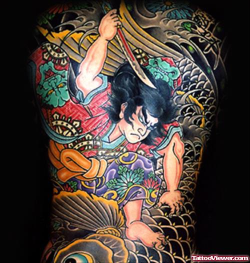 Japanese Asian Tattoo On Back Body