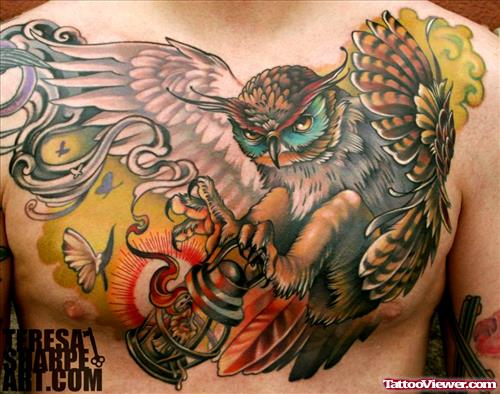 Asian Birds Tattoos on Man Chest