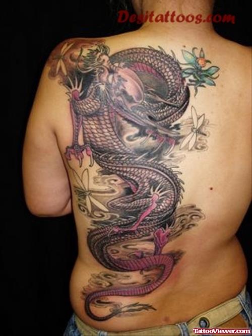 Attractive Asian Dragon Tattoo On Back
