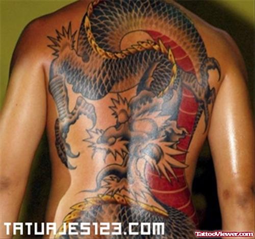 Color Ink Asian Tattoo On Back