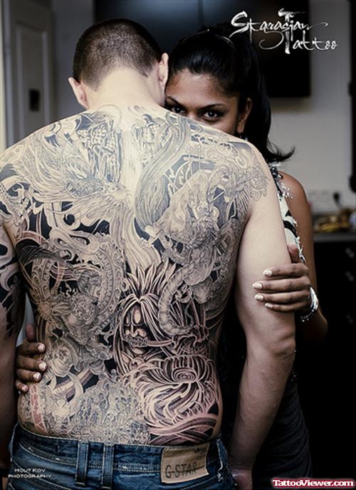 Beautiful Asian Tattoo On Man Back Body