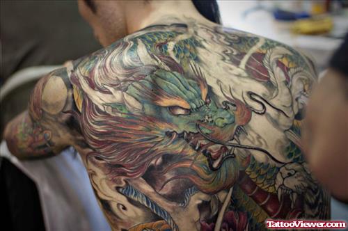 Asian Dragon Tattoo On Back