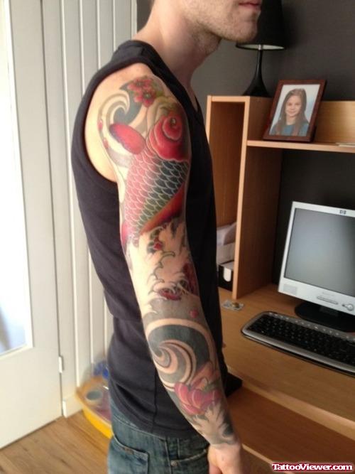 Right Sleeve Asian Tattoo For Men