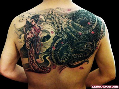 Crazy Asian Tattoo On Man Back Body