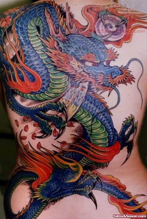Amazing Colored Asian Tattoos On Back