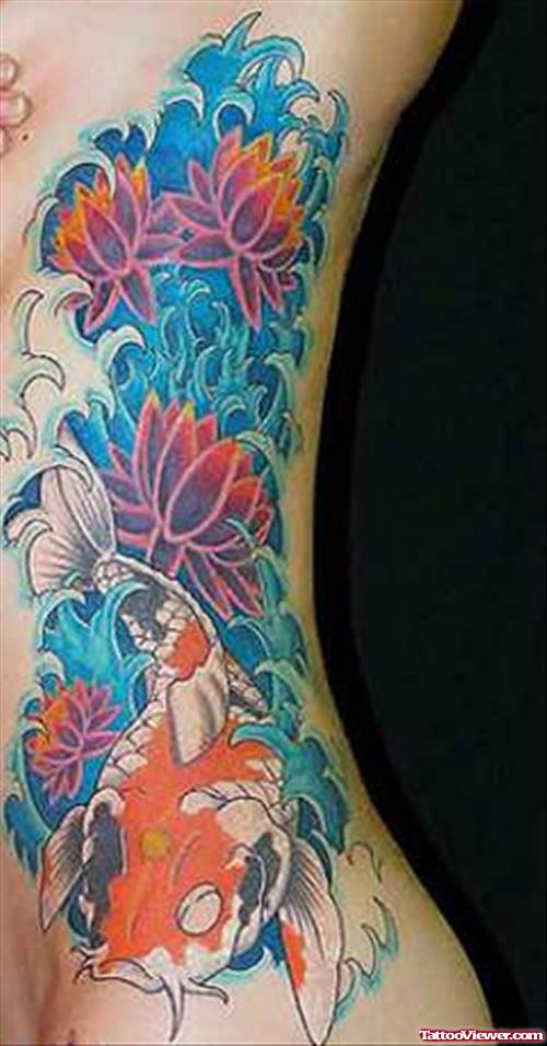 Asian Tattoo On Girl Rib Side
