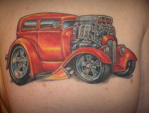 Red Car Automobile Tattoo