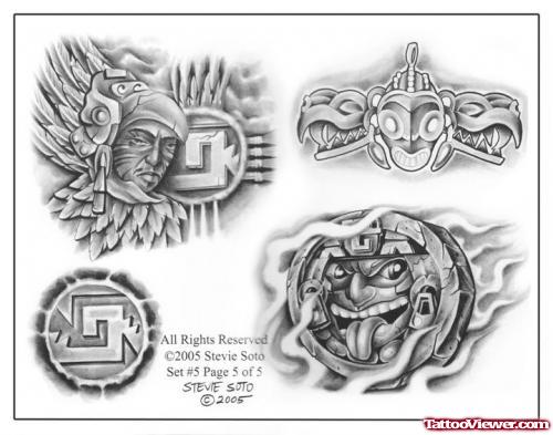 Aztec Tattoos Drawings