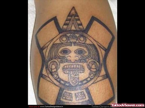 Aztec Tattoo On Back Leg
