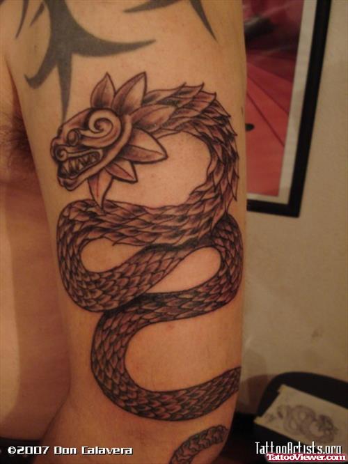 Aztec Snake Tattoo On Half Sleeve