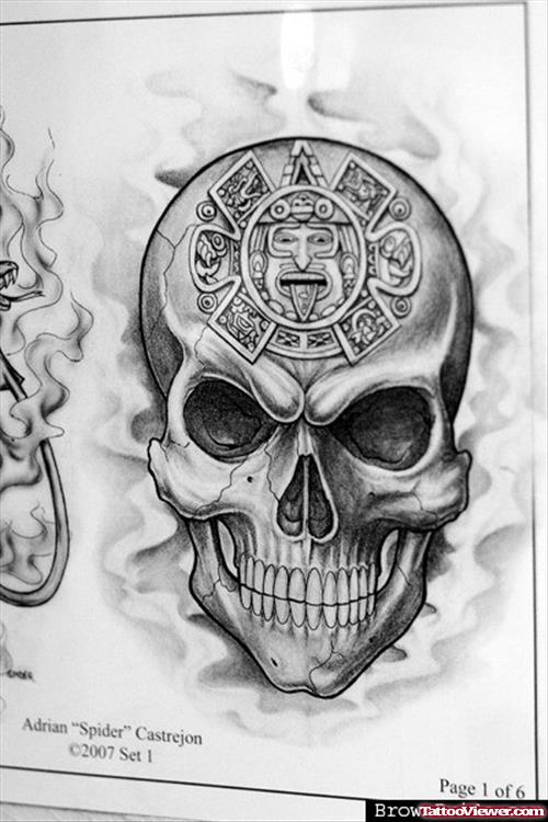 Aztec Skull Tattoo Design