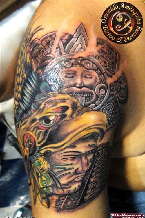 Awesome Half sleeve Aztec Tattoo
