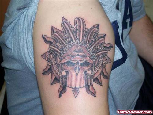 Inspiring Aztec Right Shoulder Tattoo