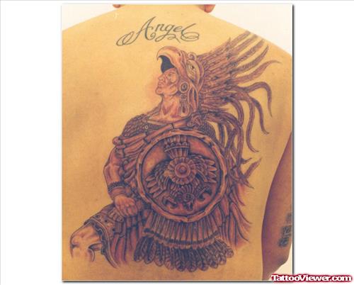 Aztec Warrior Tattoo On Back