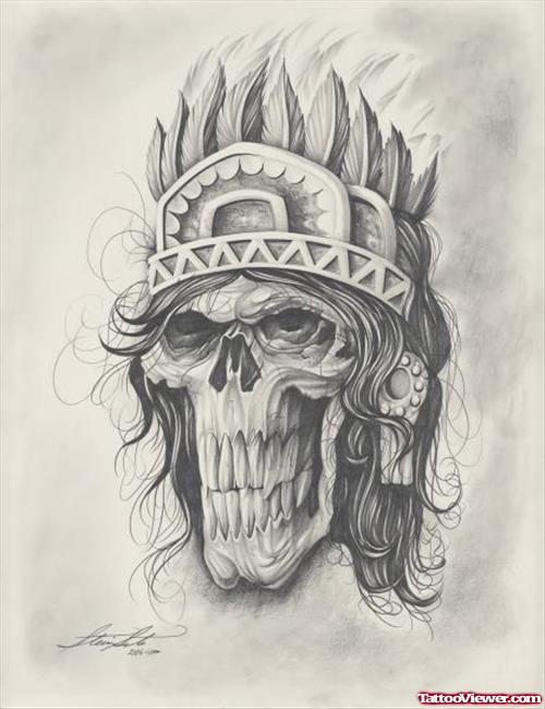 Special Aztec Skull Tattoo Design