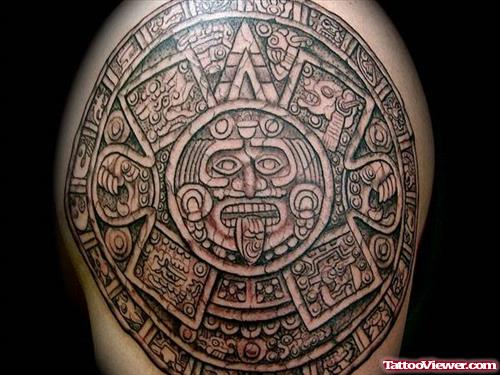 Man Chest Aztec Tattoo