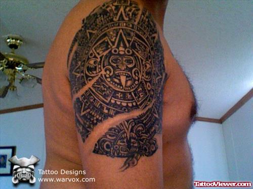 Half Sleeve Aztec Tattoo For Men