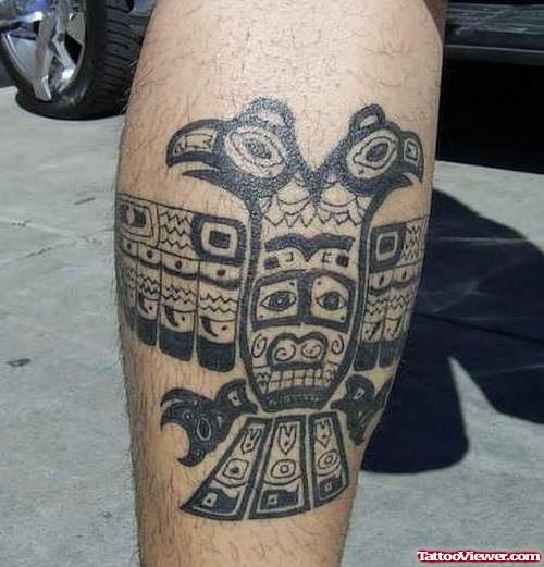 Beautiful Aztec Eagle Tattoos On Leg