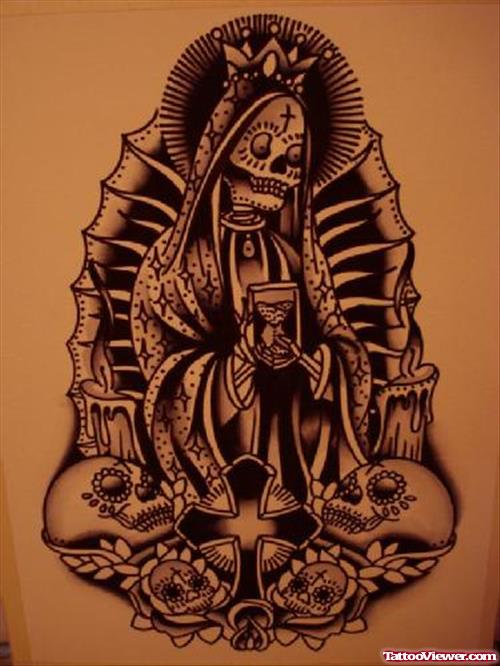 Aztec Dia De Los Muertos Tattoo Design