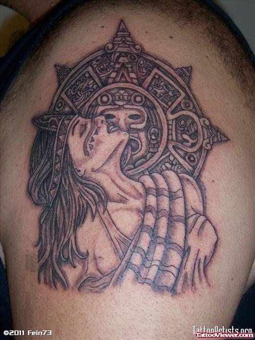 Awesome Aztec Girl Tattoo