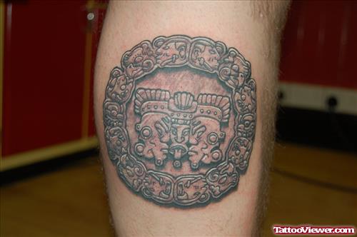 Superb Grey Ink Aztec Tattoo