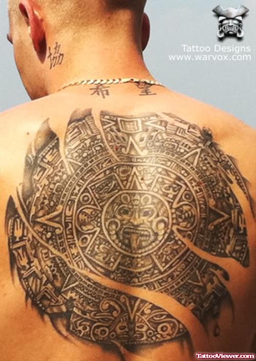 Mayan Aztec Ripped Skin Tattoo