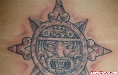 Latest Aztec Grey Ink Tattoo