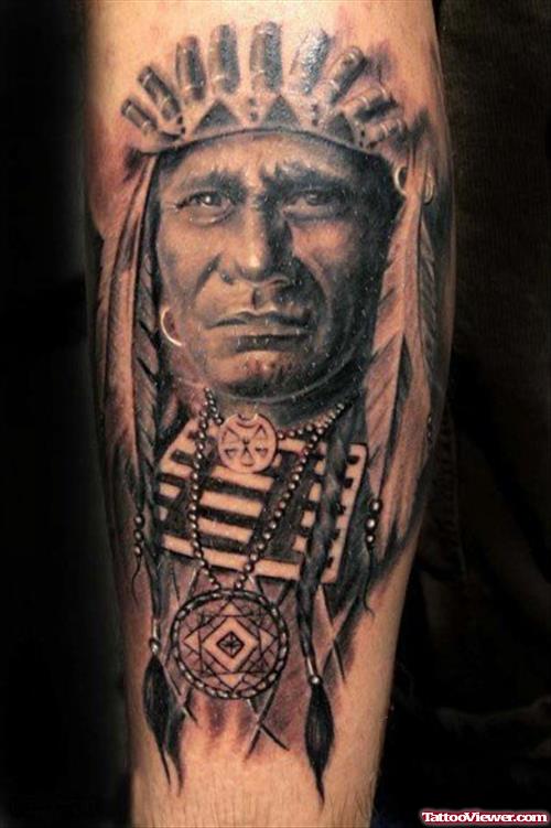 Aztec Grey Ink Warrior Tattoo