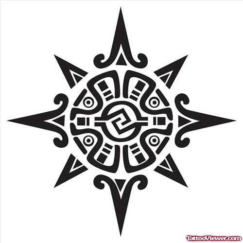 Superb Aztec Sun Tattoo Design